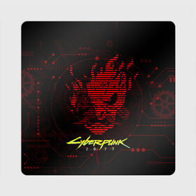 Магнит виниловый Квадрат с принтом CYBERPUNK 2077 - Самурай в Курске, полимерный материал с магнитным слоем | размер 9*9 см, закругленные углы | 2077 | cyber | cyberpunk | demon | glitch | keanu | logo | punk | reeves | samurai | symbol | team | trauma | глитч | демон | киану | кибер | киберпанк | клан | лого | логотип | огонь | панк | ривз | самурай | символ