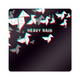 Магнит виниловый Квадрат с принтом Heavy Rain (Glitch). в Курске, полимерный материал с магнитным слоем | размер 9*9 см, закругленные углы | Тематика изображения на принте: 3d | game | glitch | heavy rain | геометрия | глитч | игра | надпись | оригами | хеви рейн