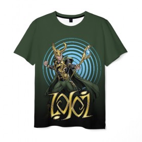Мужская футболка 3D с принтом Loki в Курске, 100% полиэфир | прямой крой, круглый вырез горловины, длина до линии бедер | agent of asgard | comics | laufeyson | loki | marvel | odinson | локи