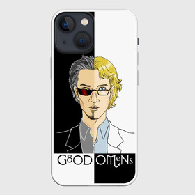 Чехол для iPhone 13 mini с принтом Good Omens в Курске,  |  | good | omens | sheen | tennant | азирафель | ангел | благие знамения | демон | кроули | падший | теннант | шин