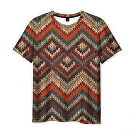 Мужская футболка 3D с принтом Индейский Вязаный Узор в Курске, 100% полиэфир | прямой крой, круглый вырез горловины, длина до линии бедер | абстракция | вождь | вышивка | индеец | индейцы | кружева | кружево | орнамент | панчо | паттерн | племя краснокожих | рисунок | свитер | узор