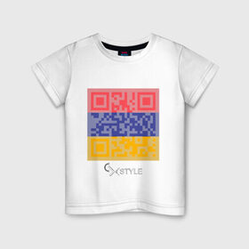 Детская футболка хлопок с принтом QR-Armenia в Курске, 100% хлопок | круглый вырез горловины, полуприлегающий силуэт, длина до линии бедер | cxstyle | qr | армения | код | символ | страна | флаг