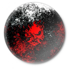 Значок с принтом SAMURAI KEANU REEVES в Курске,  металл | круглая форма, металлическая застежка в виде булавки | cyberpunk | cyberpunk 2077 | samurai | киберпанк