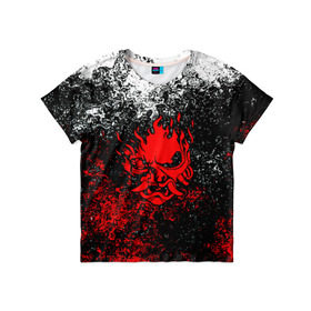 Детская футболка 3D с принтом SAMURAI KEANU REEVES в Курске, 100% гипоаллергенный полиэфир | прямой крой, круглый вырез горловины, длина до линии бедер, чуть спущенное плечо, ткань немного тянется | Тематика изображения на принте: cyberpunk | cyberpunk 2077 | samurai | киберпанк