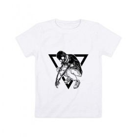 Детская футболка хлопок с принтом Triangle Skull в Курске, 100% хлопок | круглый вырез горловины, полуприлегающий силуэт, длина до линии бедер | bone | bones | кости | треугольник | череп