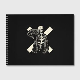 Альбом для рисования с принтом Cross Skull в Курске, 100% бумага
 | матовая бумага, плотность 200 мг. | bone | bones | кости | крест | череп