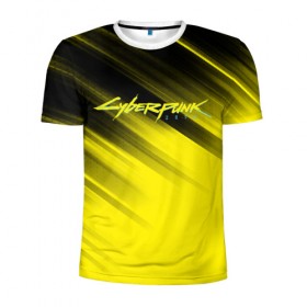 Мужская футболка 3D спортивная с принтом Cyberpunk 2077 (Yellow). в Курске, 100% полиэстер с улучшенными характеристиками | приталенный силуэт, круглая горловина, широкие плечи, сужается к линии бедра | 3d | cyberpunk 2077 | red | абстракция | геометрия | игра | киберпанк 2077 | красный | лого | логотип | надпись | стиль | текстура