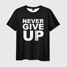 Мужская футболка 3D с принтом NEVER GIVE UP САЛАХ в Курске, 100% полиэфир | прямой крой, круглый вырез горловины, длина до линии бедер | liverpool | never give up | salah | ливерпуль | салах