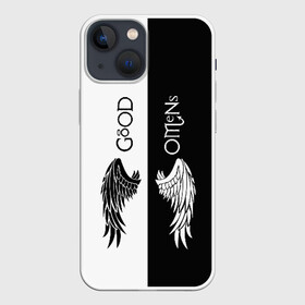 Чехол для iPhone 13 mini с принтом GOOD OMENS в Курске,  |  | evil | good | good omens | азирафель. | ангел кроули | благие намерения сериал | гуд оменс | демон | дэвид теннант | майкл шин