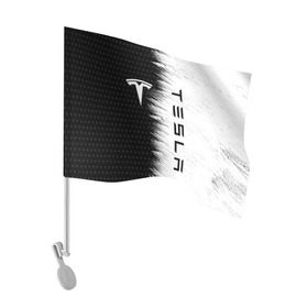 Флаг для автомобиля с принтом TESLA (2) в Курске, 100% полиэстер | Размер: 30*21 см | elon | elon musk | musk | space | tesla | автолюбитель | автомобиль | илон маск | тесла