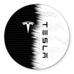 Коврик для мышки круглый с принтом TESLA (2) в Курске, резина и полиэстер | круглая форма, изображение наносится на всю лицевую часть | Тематика изображения на принте: elon | elon musk | musk | space | tesla | автолюбитель | автомобиль | илон маск | тесла