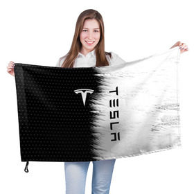 Флаг 3D с принтом TESLA (2) в Курске, 100% полиэстер | плотность ткани — 95 г/м2, размер — 67 х 109 см. Принт наносится с одной стороны | elon | elon musk | musk | space | tesla | автолюбитель | автомобиль | илон маск | тесла