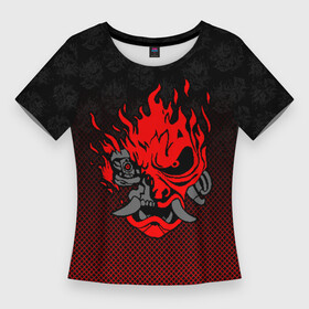 Женская футболка 3D Slim с принтом CYBERPUNK 2077 (КИАНУ РИВЗ) в Курске,  |  | cd project red | cyberpunk 2077 | keanu reeves | samurai | киану ривз | киберпанк 2077 | самураи