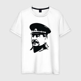 Мужская футболка хлопок с принтом Сталин в Курске, 100% хлопок | прямой крой, круглый вырез горловины, длина до линии бедер, слегка спущенное плечо. | stalin | ussr | иосиф сталин | коммунизм | комунизм | ссср | сталин
