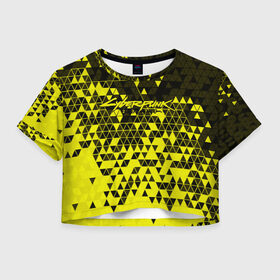 Женская футболка Cropp-top с принтом Cyberpunk 2077. в Курске, 100% полиэстер | круглая горловина, длина футболки до линии талии, рукава с отворотами | 