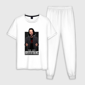 Мужская пижама хлопок с принтом You Are Breathtaking E3 2019 в Курске, 100% хлопок | брюки и футболка прямого кроя, без карманов, на брюках мягкая резинка на поясе и по низу штанин
 | 