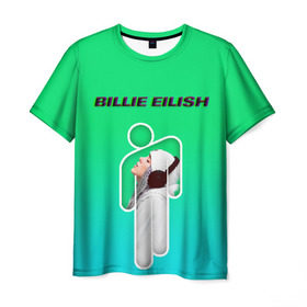 Мужская футболка 3D с принтом Billie Eilish в Курске, 100% полиэфир | прямой крой, круглый вырез горловины, длина до линии бедер | ayelish | bad guy | bellyache | bilie eilish | bilie elish | billie | billie eilish | eilish | electronic | elish | music | билли айлиш | эйлиш | элиш