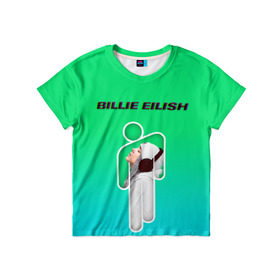 Детская футболка 3D с принтом Billie Eilish в Курске, 100% гипоаллергенный полиэфир | прямой крой, круглый вырез горловины, длина до линии бедер, чуть спущенное плечо, ткань немного тянется | ayelish | bad guy | bellyache | bilie eilish | bilie elish | billie | billie eilish | eilish | electronic | elish | music | билли айлиш | эйлиш | элиш
