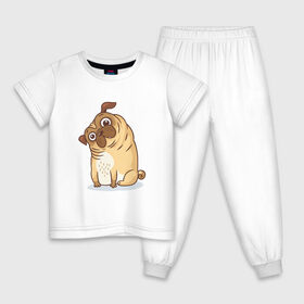 Детская пижама хлопок с принтом Удивленный мопс в Курске, 100% хлопок |  брюки и футболка прямого кроя, без карманов, на брюках мягкая резинка на поясе и по низу штанин
 | Тематика изображения на принте: dog | pug | мопс | пес | псина | собака | собачка | удивление