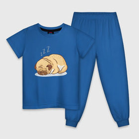 Детская пижама хлопок с принтом Спящий мопс в Курске, 100% хлопок |  брюки и футболка прямого кроя, без карманов, на брюках мягкая резинка на поясе и по низу штанин
 | dog | pug | мопс | пес | псина | собака | собачка | сон | спит | спящий