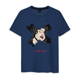 Мужская футболка хлопок с принтом X Madame в Курске, 100% хлопок | прямой крой, круглый вырез горловины, длина до линии бедер, слегка спущенное плечо. | madamex | madonna | newalbom | мадонна | певица