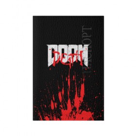 Обложка для паспорта матовая кожа с принтом DOOM Bloody в Курске, натуральная матовая кожа | размер 19,3 х 13,7 см; прозрачные пластиковые крепления | 2019 | bethesda | demon | doom | eternal | ethernal | game | games | logo | monster | runes | демон | дум | дуум | етернал | игра | игры | какодемон | кровь | лого | логотип | монстр | монстры | руны | символ | этернал