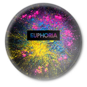 Значок с принтом сериал Euphoria в Курске,  металл | круглая форма, металлическая застежка в виде булавки | zendaya | зендея | ру беннетт | сериал euphoria | эйфория