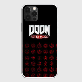 Чехол для iPhone 12 Pro с принтом DOOM Eternal в Курске, силикон | область печати: задняя сторона чехла, без боковых панелей | Тематика изображения на принте: 2019 | bethesda | demon | doom | eternal | ethernal | game | games | logo | monster | runes | демон | дум | дуум | етернал | игра | игры | какодемон | кровь | лого | логотип | монстр | монстры | руны | символ | этернал