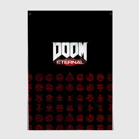 Постер с принтом DOOM Eternal в Курске, 100% бумага
 | бумага, плотность 150 мг. Матовая, но за счет высокого коэффициента гладкости имеет небольшой блеск и дает на свету блики, но в отличии от глянцевой бумаги не покрыта лаком | 2019 | bethesda | demon | doom | eternal | ethernal | game | games | logo | monster | runes | демон | дум | дуум | етернал | игра | игры | какодемон | кровь | лого | логотип | монстр | монстры | руны | символ | этернал