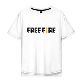 Мужская футболка хлопок Oversize с принтом Free Fire в Курске, 100% хлопок | свободный крой, круглый ворот, “спинка” длиннее передней части | battlegrounds | fire | free | garena | гарена | фаер | фри