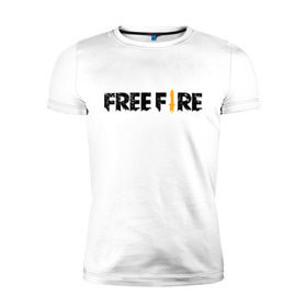 Мужская футболка премиум с принтом Free Fire в Курске, 92% хлопок, 8% лайкра | приталенный силуэт, круглый вырез ворота, длина до линии бедра, короткий рукав | battlegrounds | fire | free | garena | гарена | фаер | фри