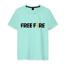 Мужская футболка хлопок с принтом Free Fire в Курске, 100% хлопок | прямой крой, круглый вырез горловины, длина до линии бедер, слегка спущенное плечо. | battlegrounds | fire | free | garena | гарена | фаер | фри
