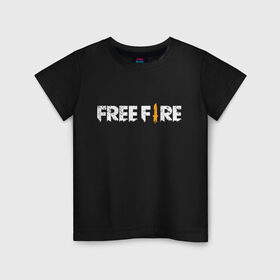 Детская футболка хлопок с принтом Garena Free Fire в Курске, 100% хлопок | круглый вырез горловины, полуприлегающий силуэт, длина до линии бедер | Тематика изображения на принте: battlegrounds | fire | free | garena | гарена | фаер | фри