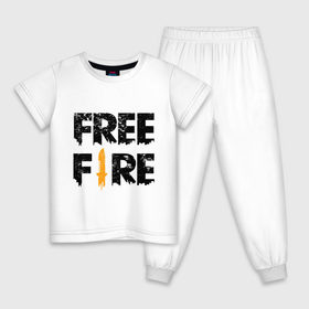 Детская пижама хлопок с принтом Free Fire logo в Курске, 100% хлопок |  брюки и футболка прямого кроя, без карманов, на брюках мягкая резинка на поясе и по низу штанин
 | Тематика изображения на принте: battlegrounds | fire | free | garena | гарена | фаер | фри