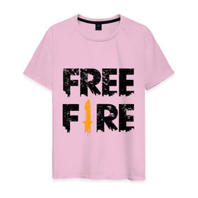 Мужская футболка хлопок с принтом Free Fire logo в Курске, 100% хлопок | прямой крой, круглый вырез горловины, длина до линии бедер, слегка спущенное плечо. | battlegrounds | fire | free | garena | гарена | фаер | фри