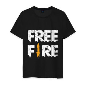 Мужская футболка хлопок с принтом Free Fire logo в Курске, 100% хлопок | прямой крой, круглый вырез горловины, длина до линии бедер, слегка спущенное плечо. | battlegrounds | fire | free | garena | гарена | фаер | фри