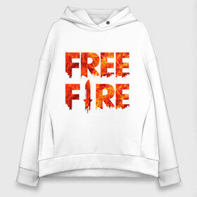 Женское худи Oversize хлопок с принтом Free Fire в Курске, френч-терри — 70% хлопок, 30% полиэстер. Мягкий теплый начес внутри —100% хлопок | боковые карманы, эластичные манжеты и нижняя кромка, капюшон на магнитной кнопке | battlegrounds | fire | free | garena | гарена | фаер | фри