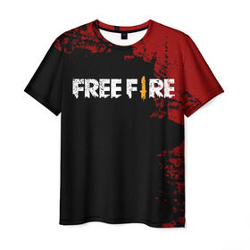 Мужская футболка 3D с принтом Free Fire в Курске, 100% полиэфир | прямой крой, круглый вырез горловины, длина до линии бедер | Тематика изображения на принте: battlegrounds | fire | free | garena | гарена | фаер | фри