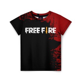 Детская футболка 3D с принтом Free Fire в Курске, 100% гипоаллергенный полиэфир | прямой крой, круглый вырез горловины, длина до линии бедер, чуть спущенное плечо, ткань немного тянется | battlegrounds | fire | free | garena | гарена | фаер | фри