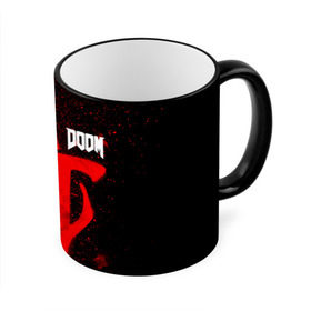 Кружка с принтом DOOM в Курске, керамика | ёмкость 330 мл | 2019 | bethesda | demon | doom | eternal | ethernal | game | games | logo | monster | runes | демон | дум | дуум | етернал | игра | игры | какодемон | кровь | лого | логотип | монстр | монстры | руны | символ | этернал