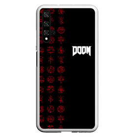 Чехол для Honor 20 с принтом DOOM - Руны в Курске, Силикон | Область печати: задняя сторона чехла, без боковых панелей | 2019 | bethesda | demon | doom | eternal | ethernal | game | games | logo | monster | runes | демон | дум | дуум | етернал | игра | игры | какодемон | кровь | лого | логотип | монстр | монстры | руны | символ | этернал