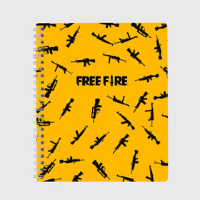 Тетрадь с принтом GARENA FREE FIRE в Курске, 100% бумага | 48 листов, плотность листов — 60 г/м2, плотность картонной обложки — 250 г/м2. Листы скреплены сбоку удобной пружинной спиралью. Уголки страниц и обложки скругленные. Цвет линий — светло-серый
 | Тематика изображения на принте: free fire | garena free fire | гарена 3 | гарена фри | гарена фри фаер | гарено. | игра garena