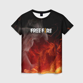 Женская футболка 3D с принтом GARENA FREE FIRE в Курске, 100% полиэфир ( синтетическое хлопкоподобное полотно) | прямой крой, круглый вырез горловины, длина до линии бедер | free fire | garena free fire | гарена 3 | гарена фри | гарена фри фаер | гарено. | игра garena