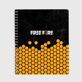 Тетрадь с принтом GARENA FREE FIRE в Курске, 100% бумага | 48 листов, плотность листов — 60 г/м2, плотность картонной обложки — 250 г/м2. Листы скреплены сбоку удобной пружинной спиралью. Уголки страниц и обложки скругленные. Цвет линий — светло-серый
 | Тематика изображения на принте: free fire | garena free fire | гарена 3 | гарена фри | гарена фри фаер | гарено. | игра garena
