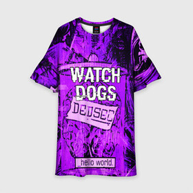 Детское платье 3D с принтом WATCH DOGS в Курске, 100% полиэстер | прямой силуэт, чуть расширенный к низу. Круглая горловина, на рукавах — воланы | Тематика изображения на принте: ded sec | hacker | legion | watch dogs | watch dogs 2 | watch dogs legion | легион | хакер