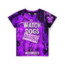 Детская футболка 3D с принтом WATCH DOGS в Курске, 100% гипоаллергенный полиэфир | прямой крой, круглый вырез горловины, длина до линии бедер, чуть спущенное плечо, ткань немного тянется | Тематика изображения на принте: ded sec | hacker | legion | watch dogs | watch dogs 2 | watch dogs legion | легион | хакер