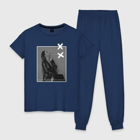 Женская пижама хлопок с принтом Грустный дэнс в Курске, 100% хлопок | брюки и футболка прямого кроя, без карманов, на брюках мягкая резинка на поясе и по низу штанин | 7 | astiartik | грустныйдэнс | невероятно | неделимы | подгипнозом