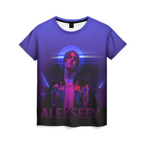 Женская футболка 3D с принтом ALEKSEEV в Курске, 100% полиэфир ( синтетическое хлопкоподобное полотно) | прямой крой, круглый вырез горловины, длина до линии бедер | alekseev | алексеев | моязвезда | певец | целуй