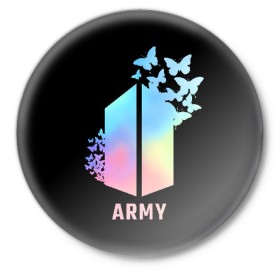 Значок с принтом BTS ARMY в Курске,  металл | круглая форма, металлическая застежка в виде булавки | army | bangtan boys | beyond the scene | bts | k pop | kpop | love yourself | бтс | к поп