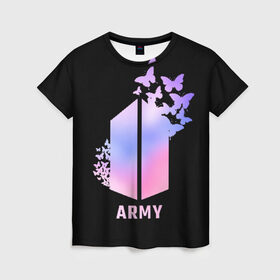 Женская футболка 3D с принтом BTS ARMY в Курске, 100% полиэфир ( синтетическое хлопкоподобное полотно) | прямой крой, круглый вырез горловины, длина до линии бедер | army | bangtan boys | beyond the scene | bts | k pop | kpop | love yourself | бтс | к поп